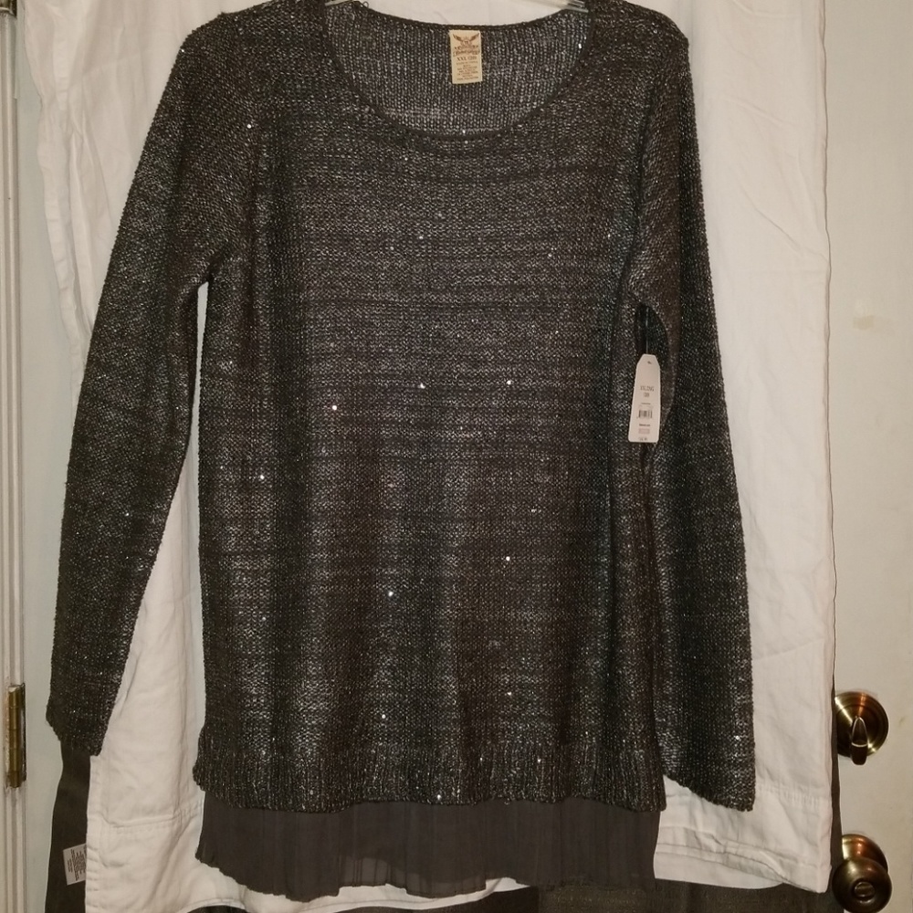 Pretty Sparkly Silver and Gray Party Sweater